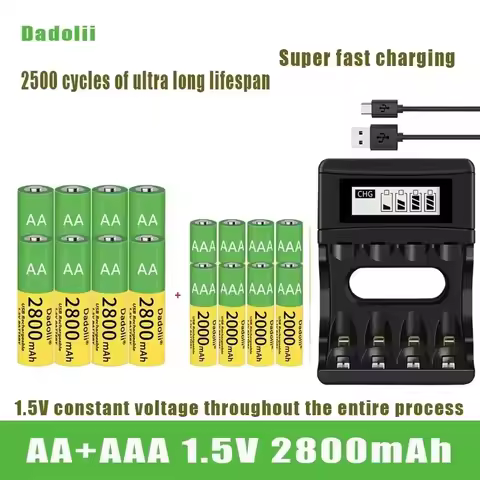 Dadolii Original AA/AAA Battery 1.5V Rechargeable Polymer Lithium-ion Battery 1.5V AA/AAA Battery wi
