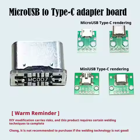 5pcs MC007 Micro USB To Type C Adapter Board DIY Repair And Modification Accessories Support Chargin