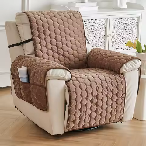 3/4/5 All-Season Soft Plush Recliner Cushion Cover – Non-Slip, Washable, Pet-Friendly, with Side Arm