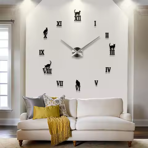 Hot Design Large Decorative Wall Clocks Brief Design Diy Clocks Digital Watch Quartz Living Room 3D 