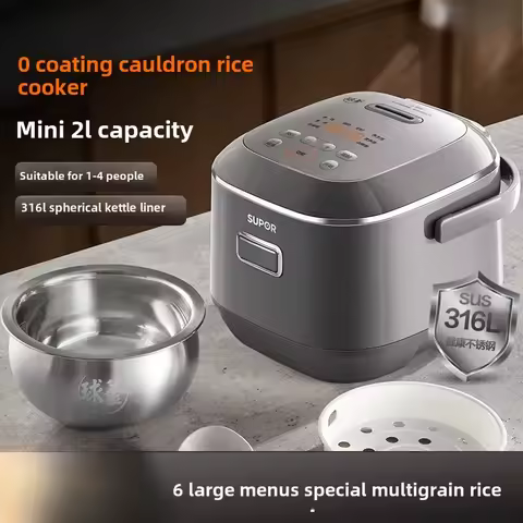 Uncoated rice cooker household new mini small 2 liter 0 coated stainless steel ball kettle rice cook