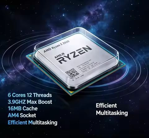 DIY PC Parts AMD R5 2600 AM4 CPU 12nm 12MB Cache 3.4GHz Multi-Thread Office Gaming Desktop Processor