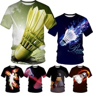 Summer New Design Sports Badminton 3d Printing T-shirt Men's Cool and Funny Creative Round Neck Shirt Top XS-5XL