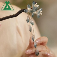 FORBETTER Hanfu Hairpin, Flower Chinese Style Wooden Hair Stick, Antique Hanfu Headwear Tassel Hair Accessories Cheongsam Accessories