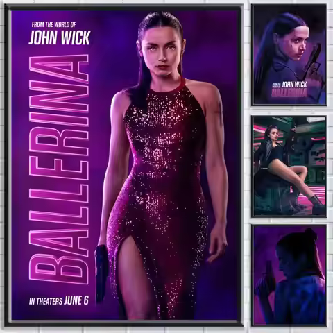 J-John W-Wick B-Ballerina Movie Poster Bedroom living room study & beyond self adhesive decor + perf