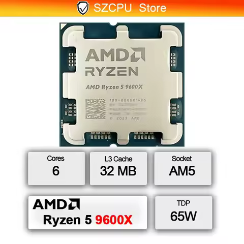 AMD R5 9600X CPU New Ryzen 5 9600X Processor 5.4GHz 6-Core 12-Thread 38MB Game Cache 4NM TDP 65W Soc