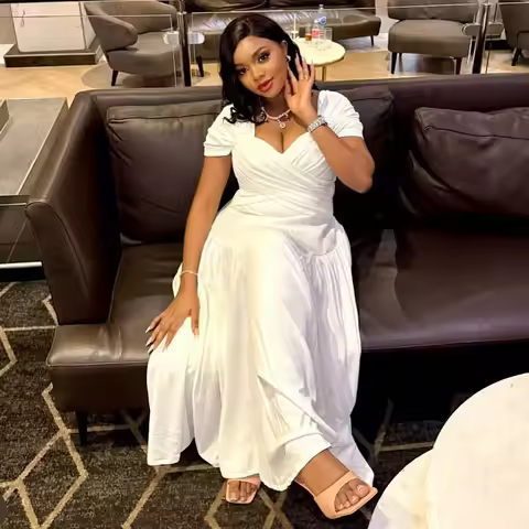 N8072 Plus Size Black Women's Fashion Elegant Long Style Strapless Collar Waist Cinched Plus Size Dr