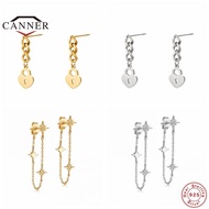 CANNER 100 925 Sterling Silver Ear Chain Stud Earrings for Women Piercing Cartilage Earring Jewelry Jewelry Gift Pendients
