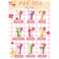 Milk tea shop menu, restaurant menu, A3 A4 A5 menu, designed on request