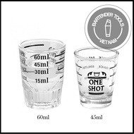 Espresso measuring Glass cup 30ml, 60ml black graduated (Espresso Glass)