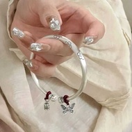 Sterling Silver Bracelet 9999 Retro Chinese Style Ancient Method Solid Flowers New Chinese Style Mot