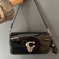 New Female Bag Patent Leather STUDIO BAGUETTE Cowhide Shoulder Messenger Bag Underarm BAGUETTE Bag