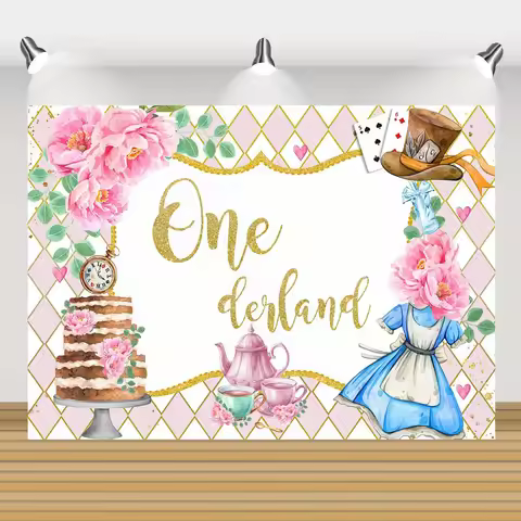 1pc 5x3ft Onederland 1st Backdrop - Perfect For Girls Wonderland Tea Party Party, Girl Photo Booth &