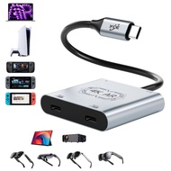 USB C 4-in-1 Hub Dual AR Glasses Charging Adapter 4K@60Hz USB 3.0 PD 100W Compatible for iPhone Roki