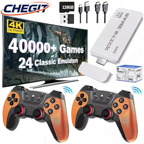 M15 4K HD Game Stick Classic Game Console Wireless Controllers 128G Built in 40000+Games Consola 24+