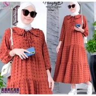 Gamis ruby crinkle Airflow Premium Uragiri terbaru 2024 / Midi Dress Dotty Gamis Home