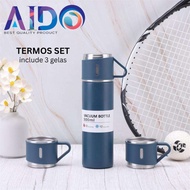 TERMOS HITAM Thermos VACUM flask GIFT box hampers 500ml // TUMBLER DRINKING BOTTLE set // thermos su