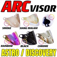 HELMET VISOR ARC FULL ASTRO / DISCOVERY CERMIN TOPI SMOKE SIANG MALAM RAINBOW BLACK HITAM SIDE COVER