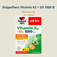 Doppelherz Vitamin K2 + D3 1000 IE 120 Tablets – Bone, Calcium & Immunity Supplement