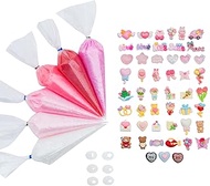 Decoden Valentine's Cream & 50 Charms, Valentine's Frosting Kit, Fake Whipped Cream Glue with Resin 