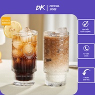 Glass Cups, Set of 2 Embossed Glass Cups for Household Appliances