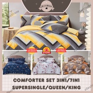 Comforter Set 7IN1 Super Single/ Queen/ King Cadar with Comforter Selimut Cadar Getah Keliling CSET1