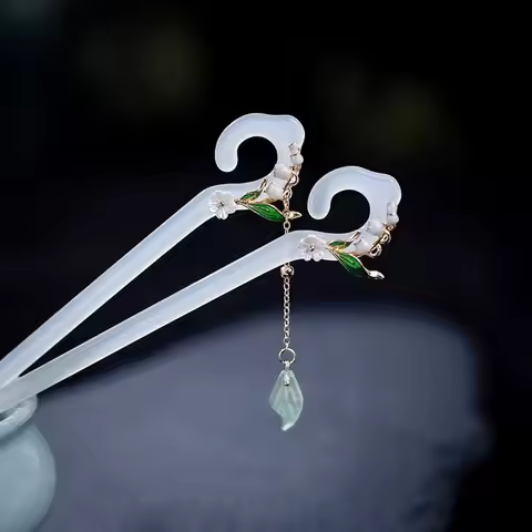 New Orchid Ancient Style Hair Sticks Black Sandalwood Hairpin Hanfu Headdress Simple Exquisite Chine