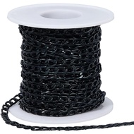 SUNNYCLUE 32.8 Feet/10M Black Curb Chain Aluminum Chain Roll 4mm Metal Faceted Twist Pull Extension 