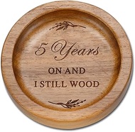 TI-EDC Wooden Ring Dish 5 Year Anniversary Wood Gift for Him Her, 5 Year Marriage Presents Anniversa