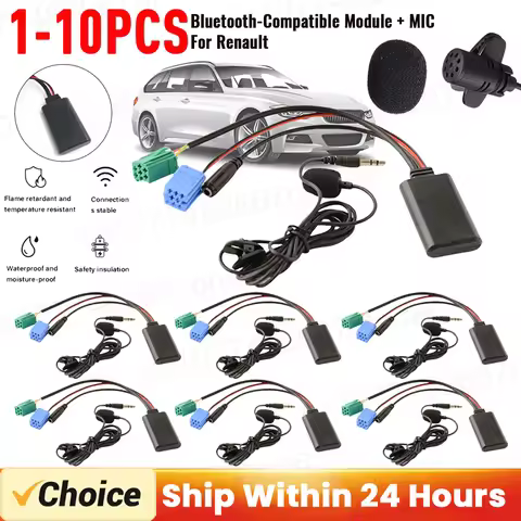 1-10PCS Car Bluetooth 5.0 Module AUX Adapter MIC Handsfree Free Calling Adapter MINI ISO AUX Cable f
