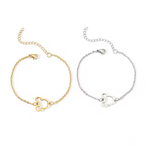 Cartoon Anime Mickey Mouse Clubhouse Sweet Cute Hollow Out Design Mickey for Girlfriend Bracelet Jew