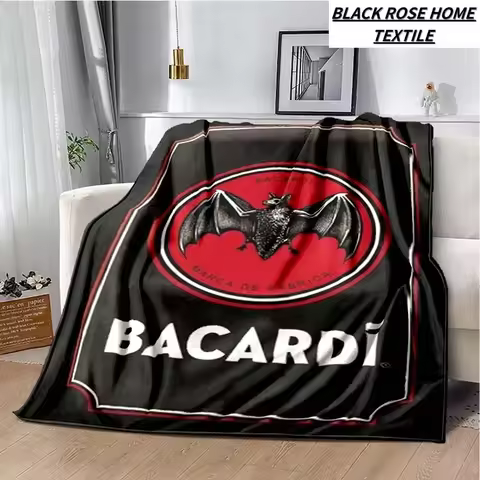 Fashionable Art Print Bacardi Rum Logo Blanket Family Bedroom Bed Sheet Outdoor Car Travel Camping P