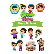 Topper OMAR HANA | OMAR and HANA Custom Name Cake Topper | OMAR HANA Birthday Cake Decoration