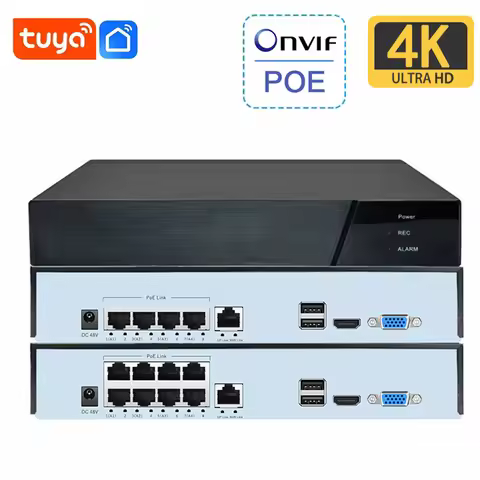 SmartCnet 4K 8MP Tuya Smart Life 8CH 4CH POE ONVIF NVR Video Recorder H.265 IP Camera CCTV System Ne