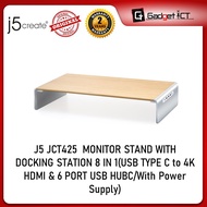 J5 JCT425  MONITOR STAND WITH DOCKING STATION 8 IN 1(USB TYPE C to 4K HDMI & 6 PORT USB HUBC/With Po