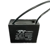 CBB61 7UF 450V Small Mini Washing Machine Capacitor Horizontal Bar Capacitor 2-Wire Capacitor Start 