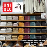 [100% ORIGINAL 💯🛍️] UNIQLO U AIRism Cotton Crew Neck Oversized Half Sleeve T-Shirt Unisex Baju Kosong Tshirt