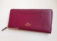 【Coach 54007 長夾/手拿包】莓紫防刮皮革金屬logo可放iphone6 plus~附美購證、紙盒。