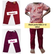 clear stok Jogger Slack pants kids girl 2-12 tahun pink &amp; meroon