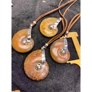 Rainbow ammonite pendant (w rope necklace)