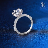 RoyStone - Cincin Eleanore 3CT Moissanite Lapis Emas 18K Sertifikat GRA Original Aksesoris Wanita