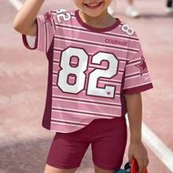 82 Number Casual Jersey Top Striped Jersey Top Young Girl Casual Loose Round Neck Short Sleeve T-Shi