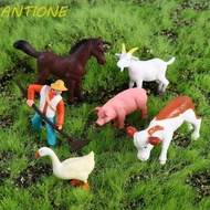 ANTIONE Figurines Sheep Cow Farmland Worker Animal Model Crafts DIY Accessories Fairy Garden Ornaments