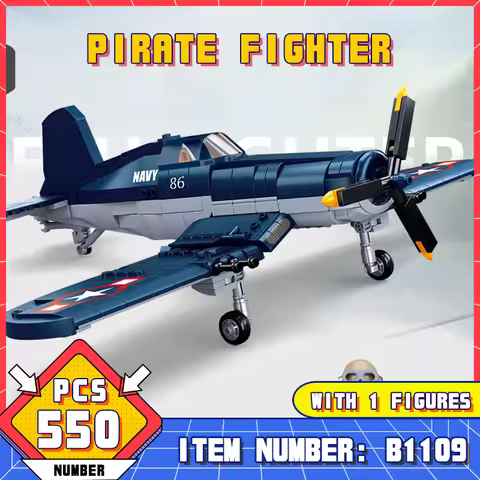 M38-B1109 550Pcs Bricks WW2 Military Weapon F4U-1 Pirate Fighter Building Blocks/Air Force Model Pla