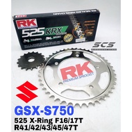 RK Sprocket Set SUZUKI GSX-S750 2015-2016 525 GB KRX X-Ring Black Gold Chain Rantai Xring GSXS 750 G