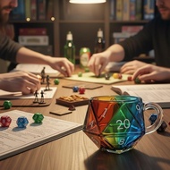 Rainbow D20 Dice Cup Polyhedron Dice Coffee Cup Game Cup Game Night Cup Fantasy Lovers Gift