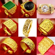 cincin couple cincin perempuan Genuine Sand Gold Ring 999 Men's Gold Ring Fortune Dragon Gypsophila 