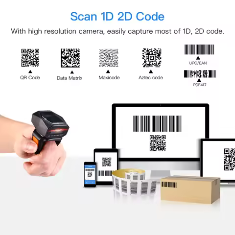 Eyoyo EY-016Z Wearable Ring Barcode Scanner 2D Mini Portable 3-in-1 USB Wired 2.4G Wireless Bluetoot