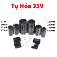 Polarized capacitors 35V 22uF, 100uF, 220uF, 470uF, 1000uF, 2200uF, 3300uF, 4700uF