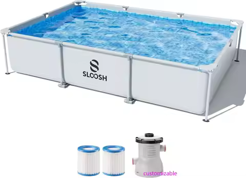 Rectangular Above Ground Pool - 10ft x 6.8ft x 26inch Outdoor Frame Above Ground Swimming Pool Set